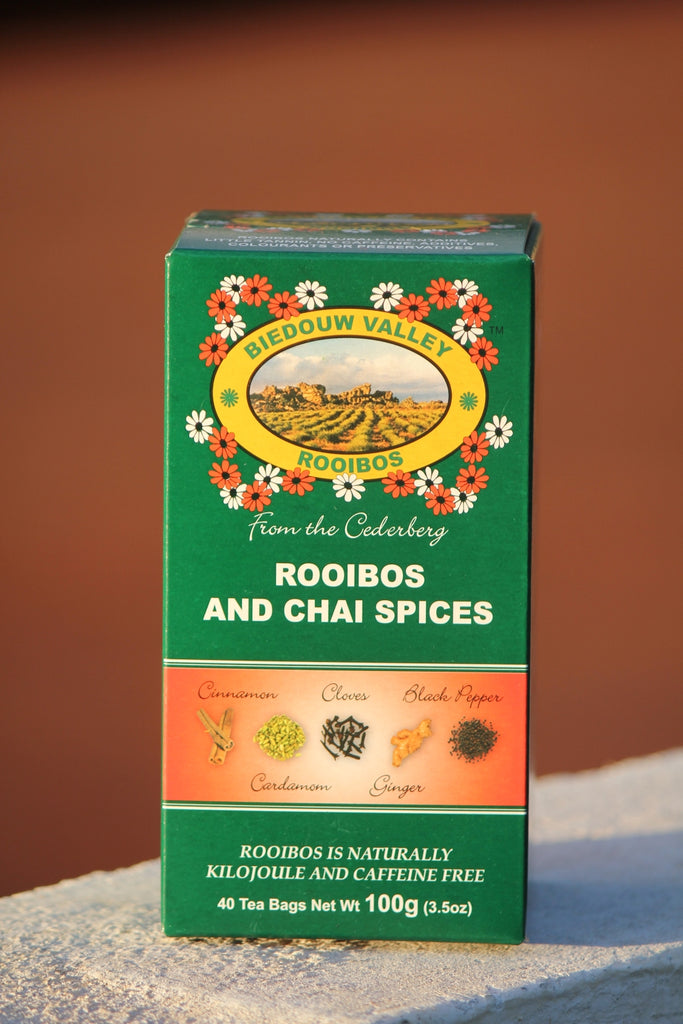 Rooibos tea, chai spices flavour - available at Country Pantry